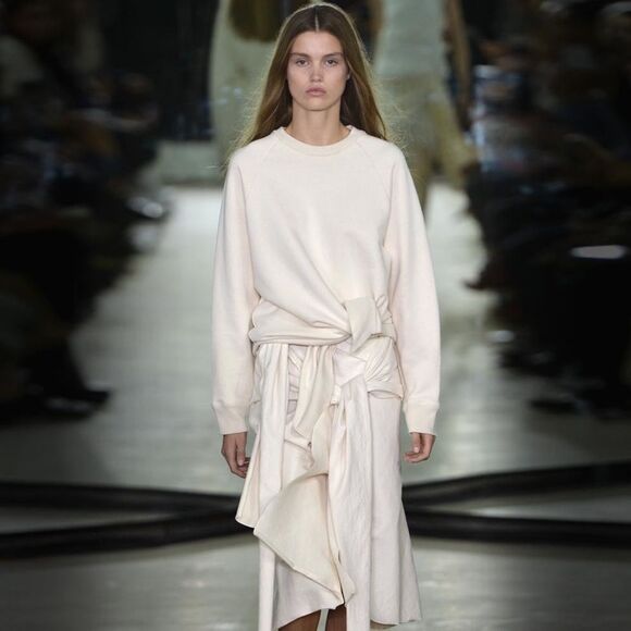 JOSEPH Runway Off White Loop Back Front Knot Raglan Crewneck Sweatshirt Sweater - Picture 1 of 15